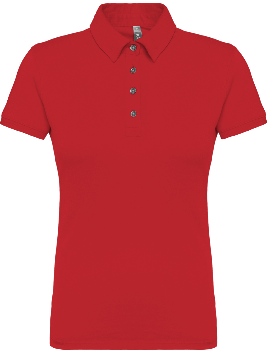 Polo Jersey Femme 100% En Maille De Coton Peigné Personnalisable En Broderie Et Flex Red