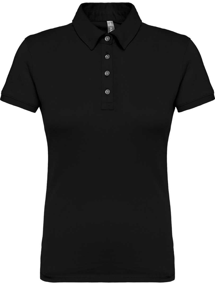 Polo Jersey Femme 100% En Maille De Coton Peigné Personnalisable En Broderie Et Flex Black