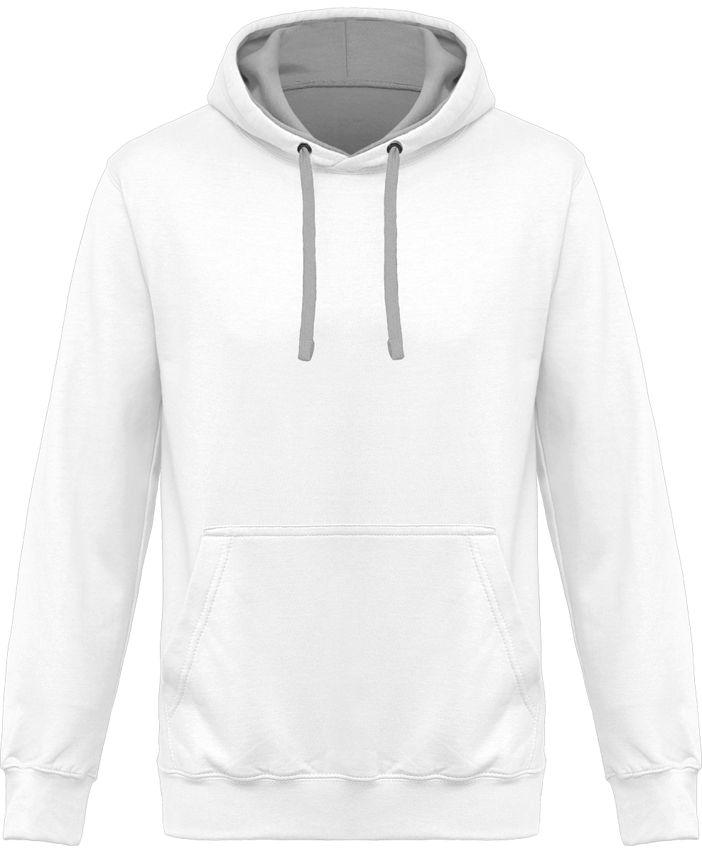 Bicolore Hooded Sweatshirt KARIBAN White / Fine Grey