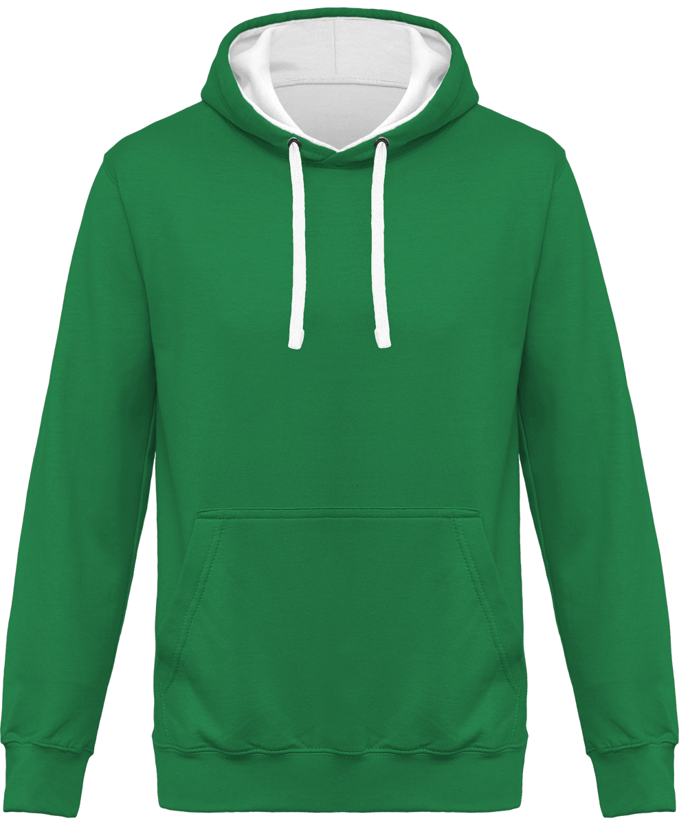 Bicolore Hooded Sweatshirt KARIBAN Light Kelly Green / White