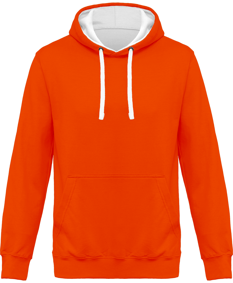 Bicolore Hooded Sweatshirt KARIBAN Orange / White