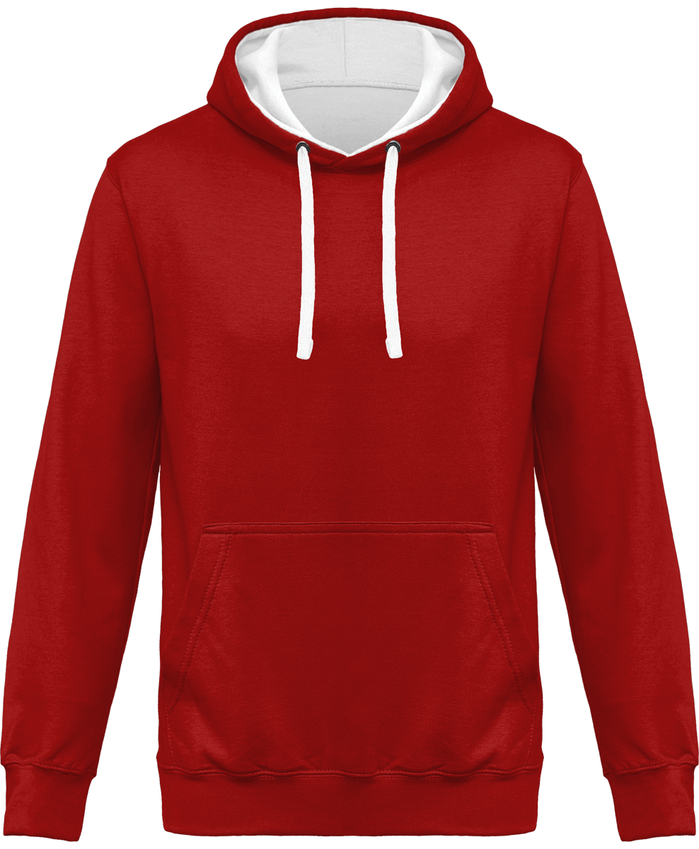 Bicolore Hooded Sweatshirt KARIBAN Red / White