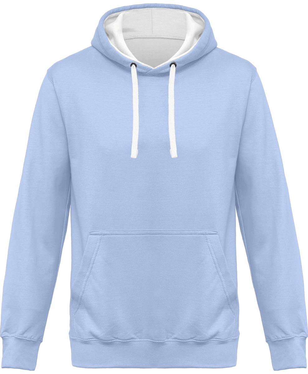 Bicolore Hooded Sweatshirt KARIBAN Sky Blue / White