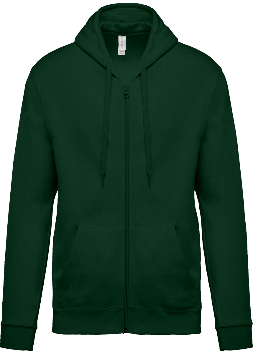 Unisex Hoodie With Zip To Personalise Forest Green
