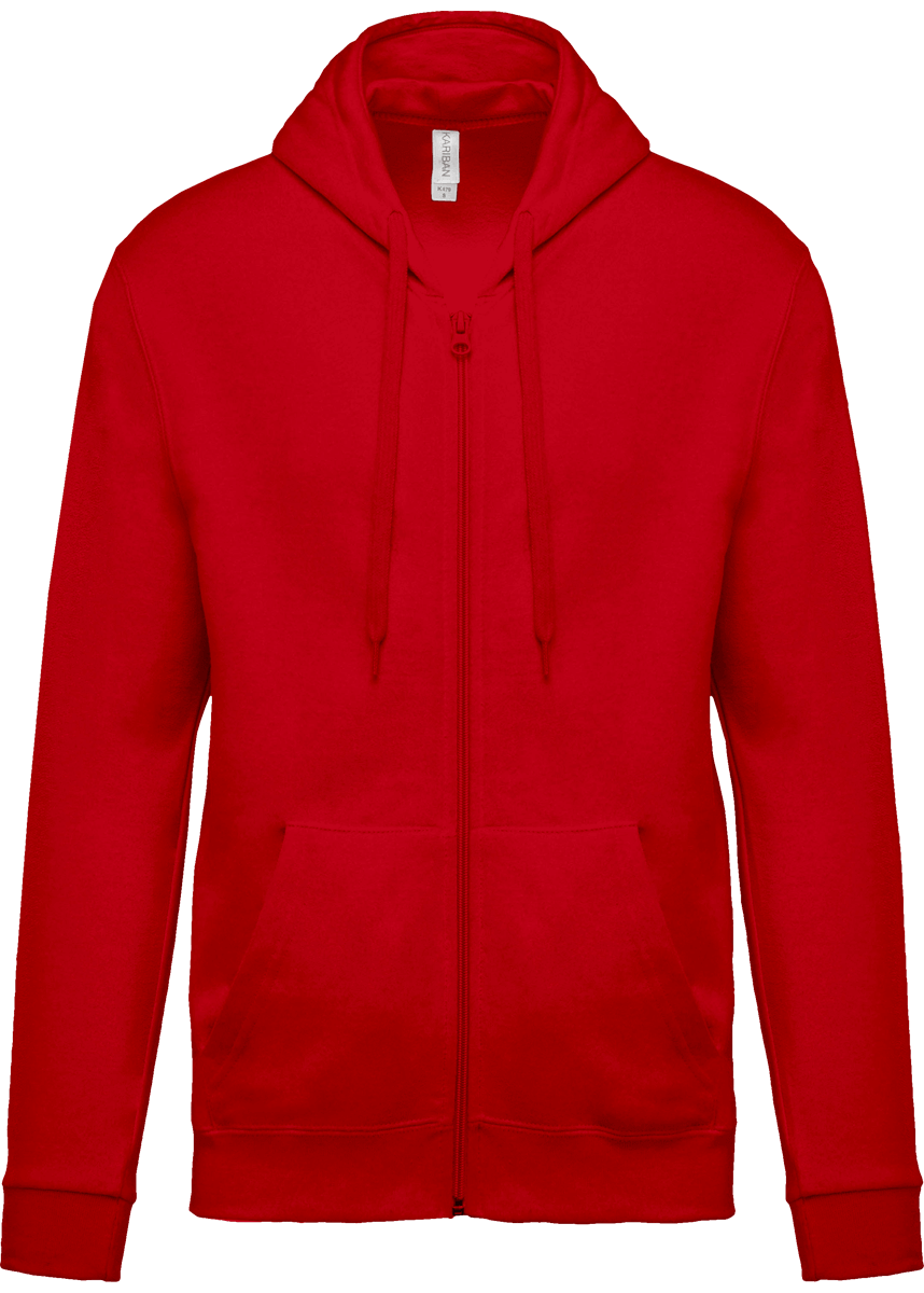 Zippered Hoodie | Unisex Cut Red