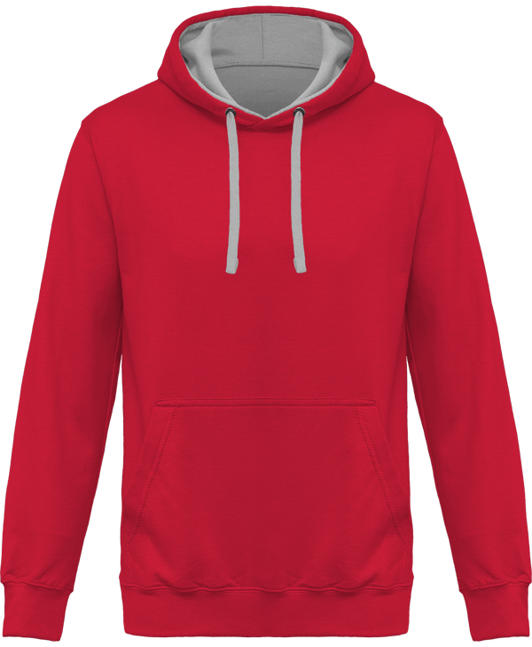 Sweat-Shirt À Capuche Homme - Broderie Et Impression  Fuchsia / Fine Grey