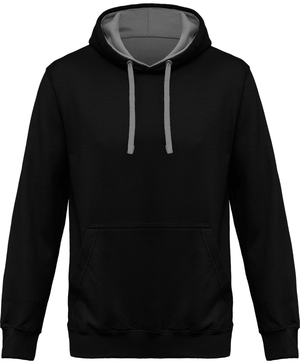 Sweat shirt capuche contraste homme face Black / Fine Grey