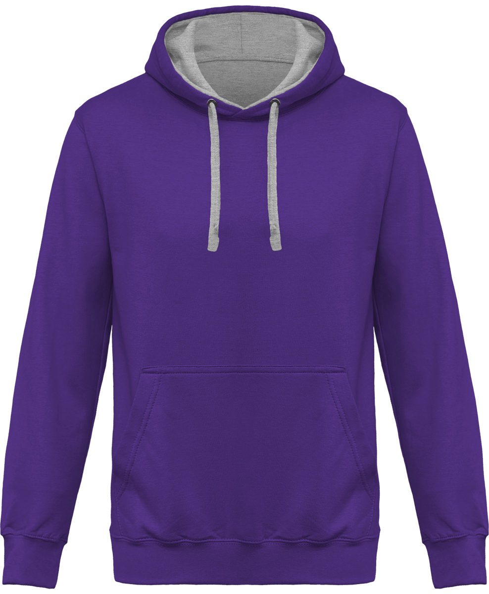 Sweat-Shirt À Capuche Homme - Broderie Et Impression  Purple / Oxford Grey