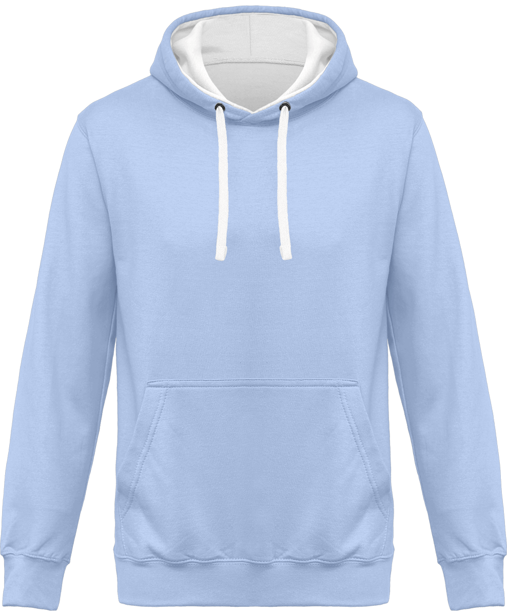 Sweat-Shirt À Capuche Homme - Broderie Et Impression  Sky Blue / White