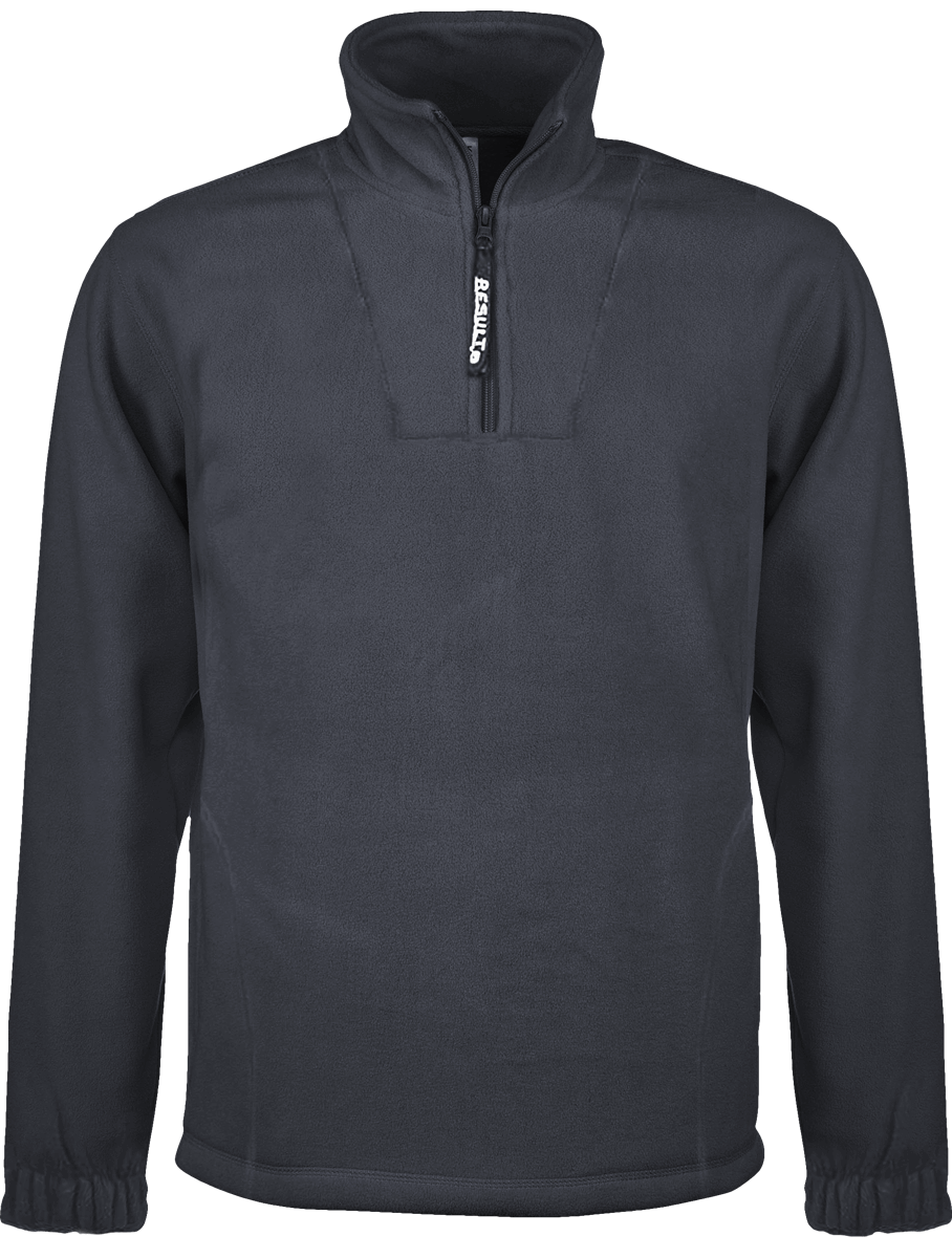 Customizable Men's Fleece With Zipped Collar And 3/4 Sleeves Oxford Grey