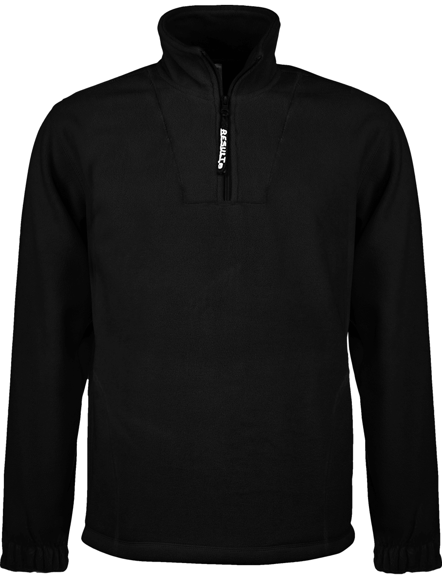 Customizable Men's Fleece With Zipped Collar And 3/4 Sleeves Black
