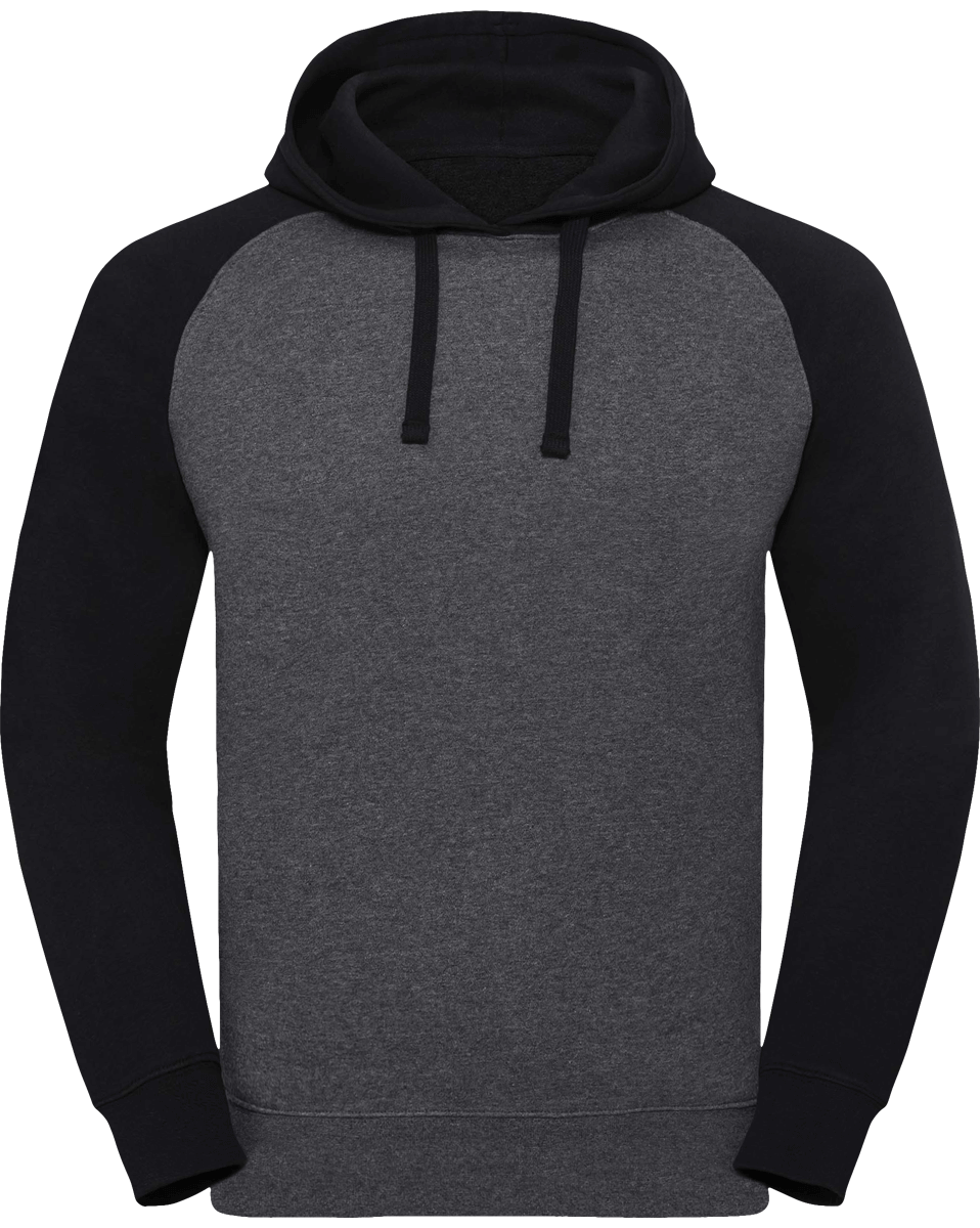 Sweat-Shirt Capuche Baseball - Style Authentique  Carbon Melange / Black