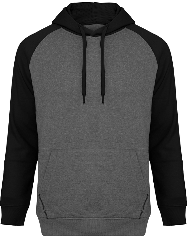 Sweat shirt sport a capuche bicolore unisexe face Grey Heather / Black