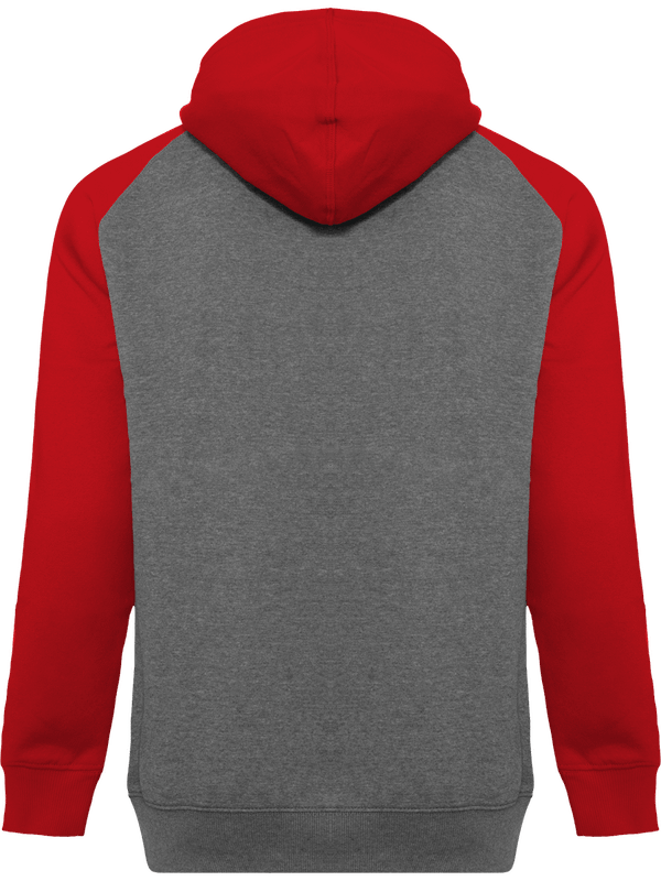 Sweat shirt sport a capuche bicolore unisexe dos Grey Heather / Sporty Red
