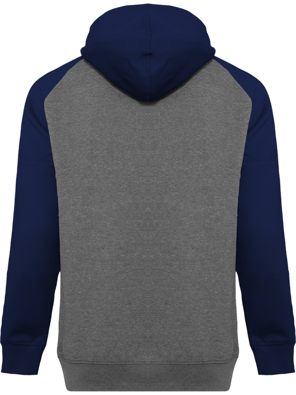 Sweat shirt sport a capuche bicolore unisexe dos Grey Heather / Sporty Navy