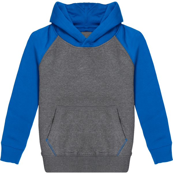 Sweat shirt sport a capuche bicolore enfant face Grey Heather / Sporty Royal Blue