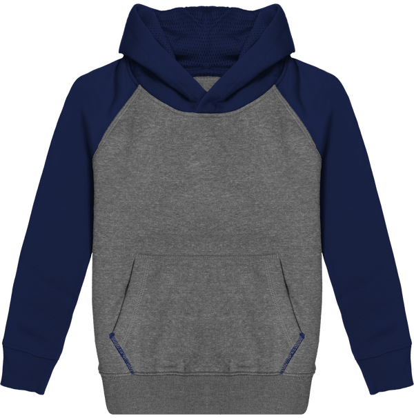 Sweat De Sport À Capuche Enfant - Sweat Bicolore Grey Heather / Sporty Navy