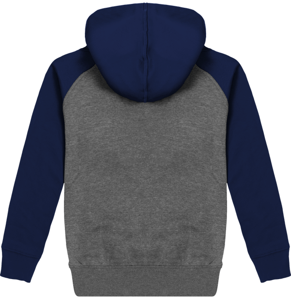 Sweat shirt sport a capuche bicolore enfant dos Grey Heather / Sporty Navy