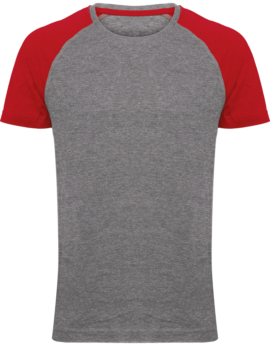 Tee-Shirt Sport Unisexe Bicolore | Triblend Grey Heather / Sporty Red Heather