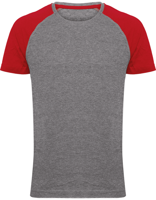 Tee-Shirt Sport Unisexe Bicolore | Triblend Grey Heather / Sporty Red Heather