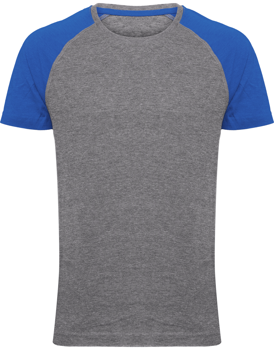 Tee-Shirt Sport Unisexe Bicolore | Triblend Grey Heather / Sporty Royal Blue Heather