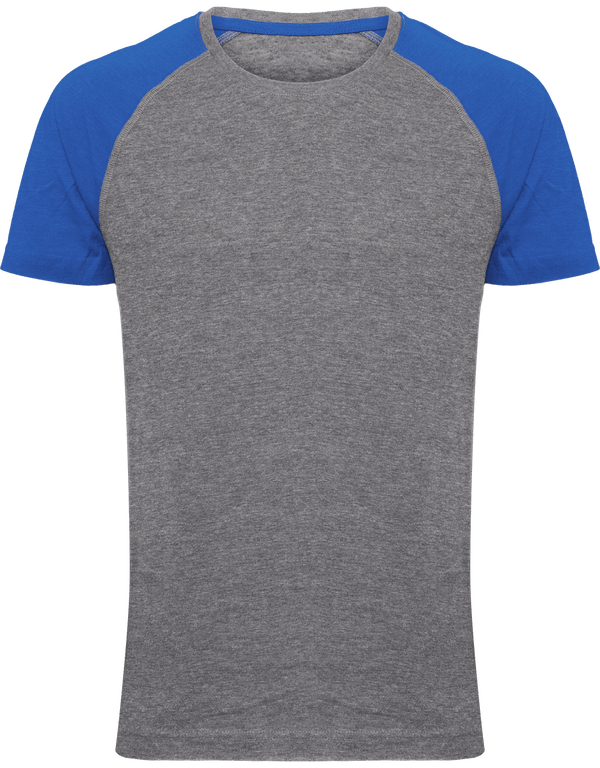 Tee shirt triblend bicolore adulte face Grey Heather / Sporty Royal Blue Heather