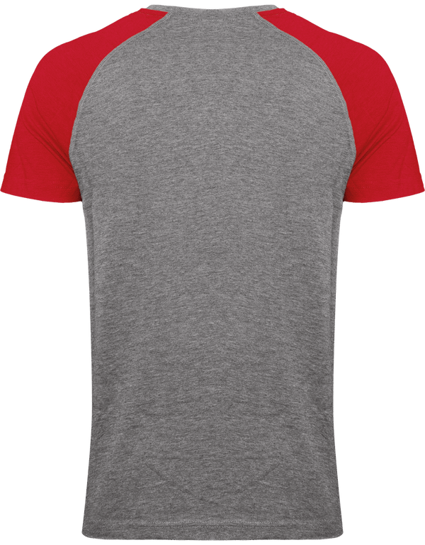 Tee shirt triblend bicolore sport adulte dos Grey Heather / Sporty Red Heather