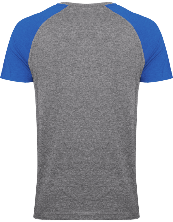 Tee shirt triblend bicolore sport adulte dos Grey Heather / Sporty Royal Blue Heather