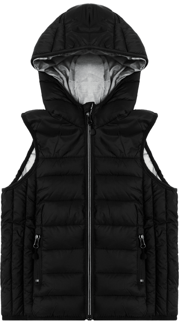 Bodywarmer a capuche enfant face Black