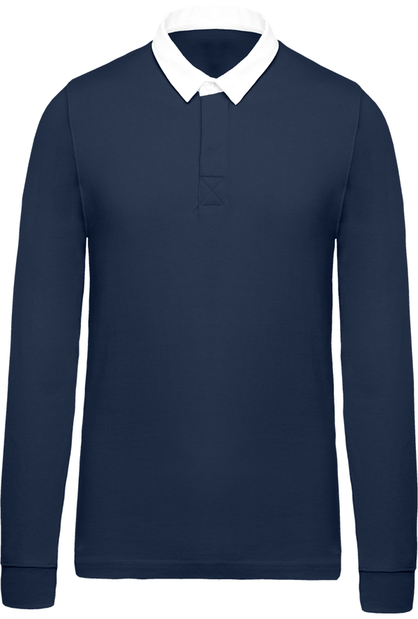 Polo rugby manches longues homme face Navy / White