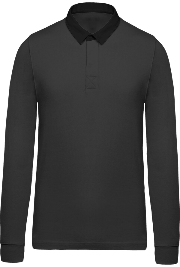 Polo rugby manches longues homme face Dark Grey / Black