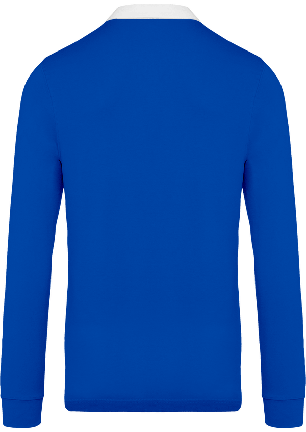 Polo rugby manches longues homme dos Light Royal Blue / White