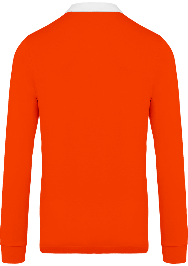 Polo rugby manches longues homme dos Orange / White