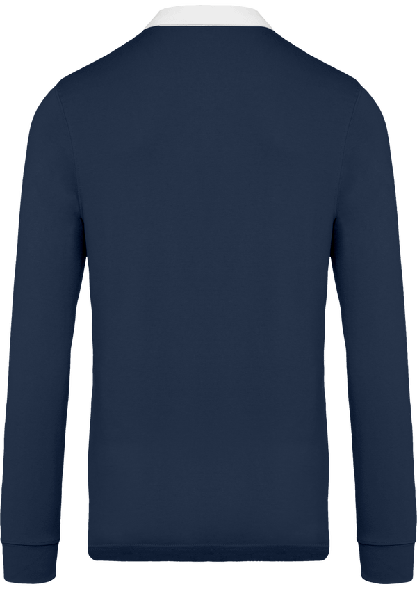 Polo rugby manches longues homme dos Navy / White