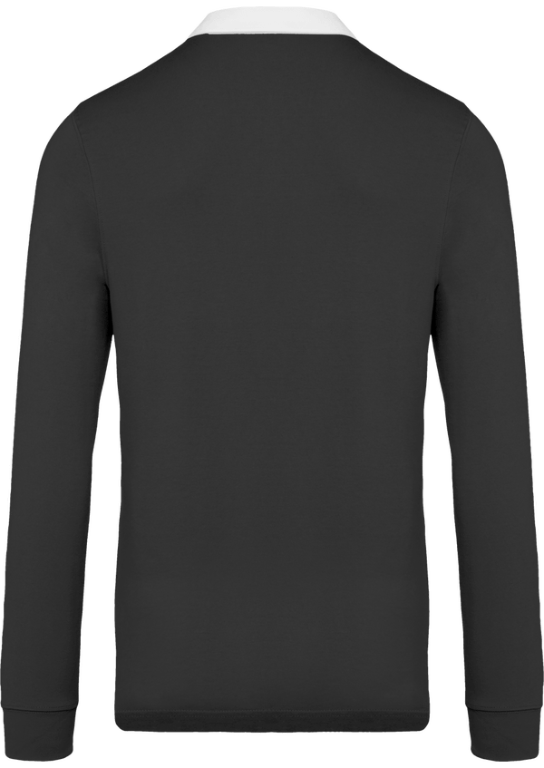 Polo rugby manches longues homme dos Dark Grey / Black