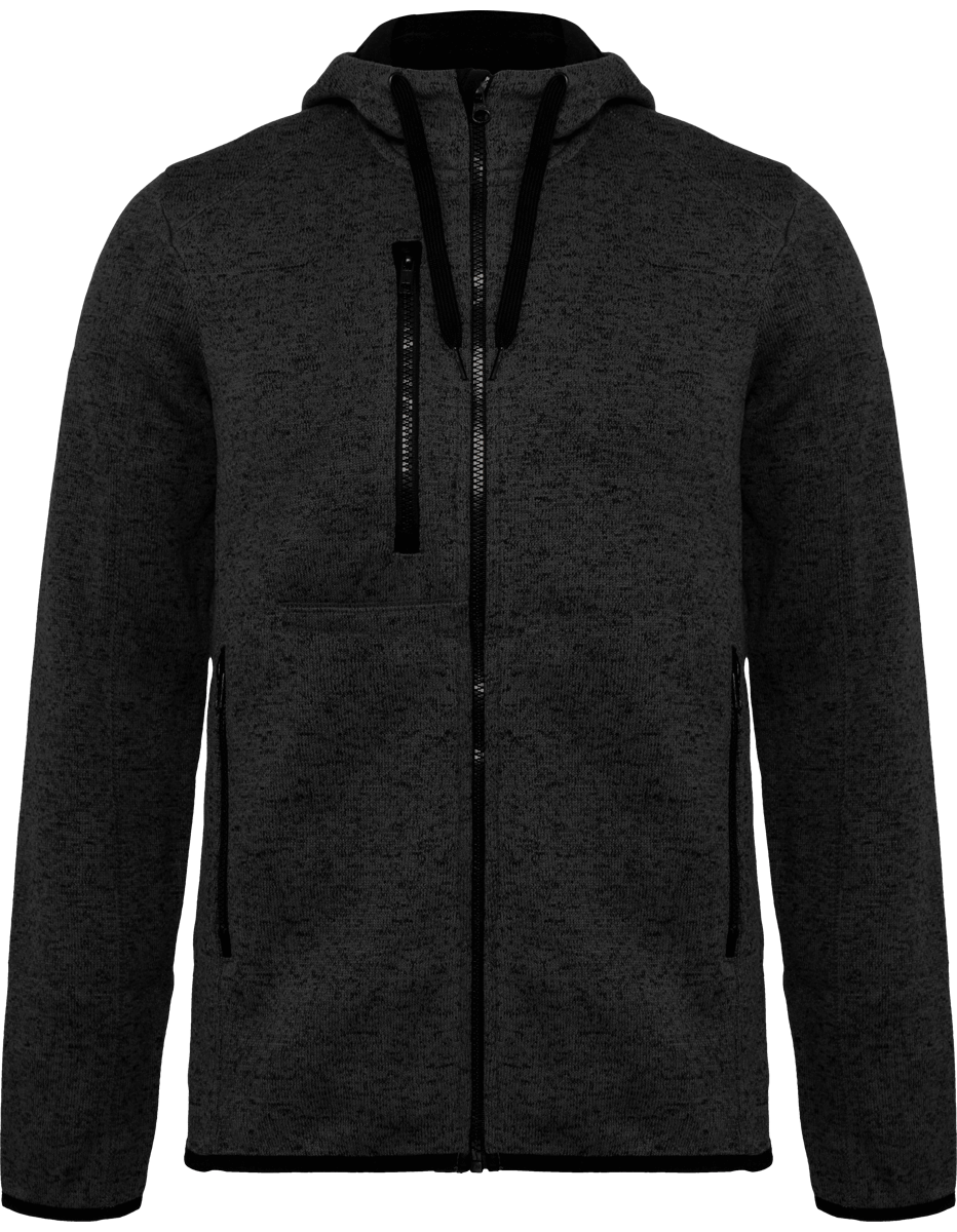 Veste À Capuche Zippée Chinée Pour Homme Dark Grey Melange