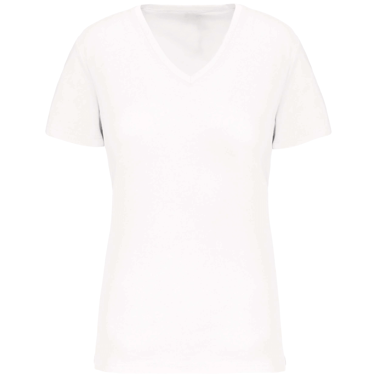T-Shirt Bio150 Col V Femme Personnalise | 100% Coton Bio | Impression Et Broderie White