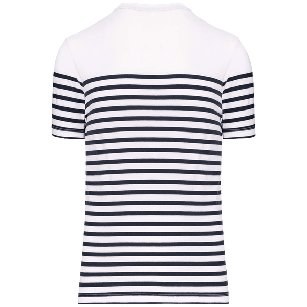 T shirt marin col rond bio homme dos White / Navy Stripes