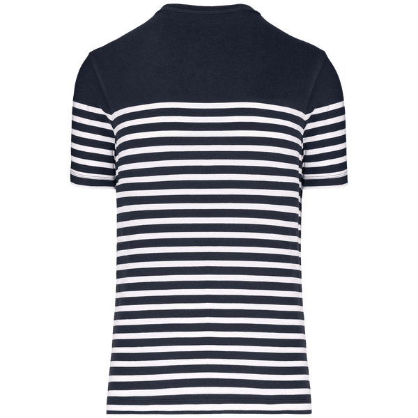 T shirt marin col rond bio homme dos Navy / White Stripes