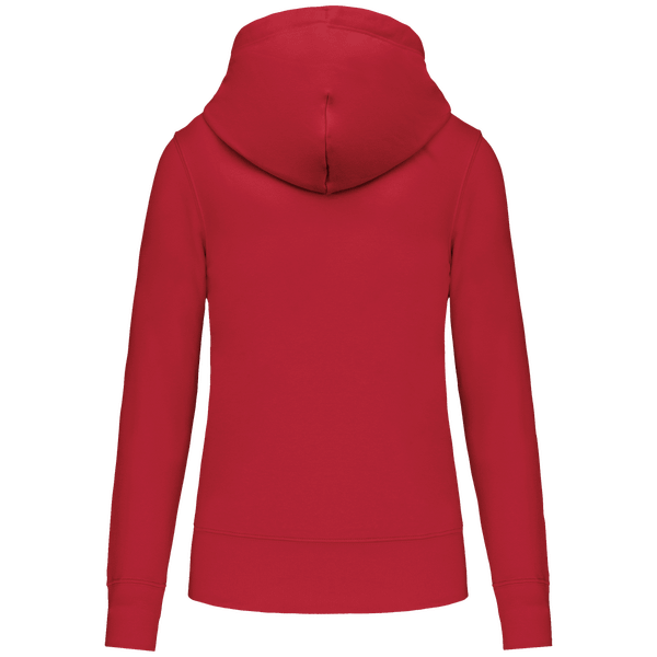 Sweat shirt ecoresponsable a capuche femme dos Red