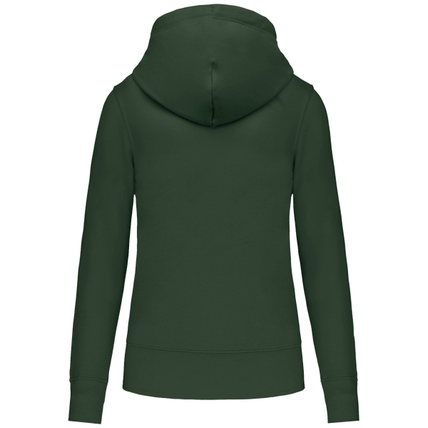 Sweat shirt ecoresponsable a capuche femme dos Forest Green