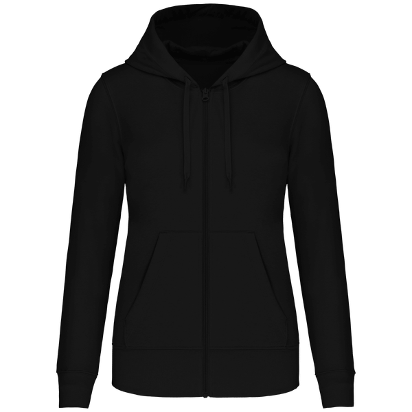 Umweltfreundlicher Reißverschluss-Kapuzen-Sweatshirt Damen | Druck Und Stickerei Black