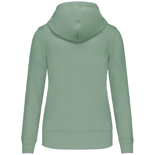 Sweat shirt a capuche ecoresponsable zippe femme dos Sage