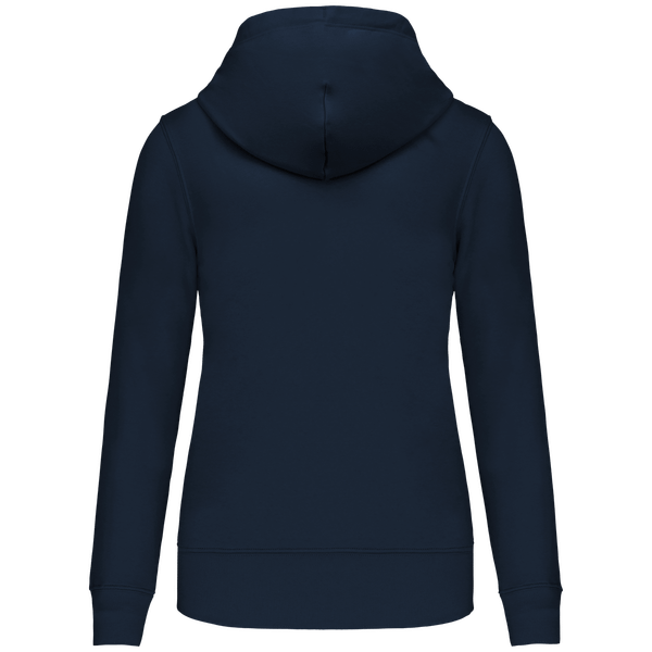 Sweat shirt a capuche ecoresponsable zippe femme dos Navy