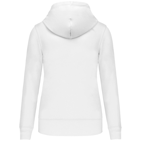 Sweat shirt a capuche ecoresponsable zippe femme dos White