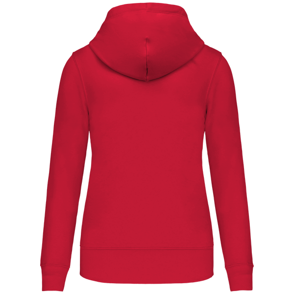Sweat shirt a capuche ecoresponsable zippe femme dos Red