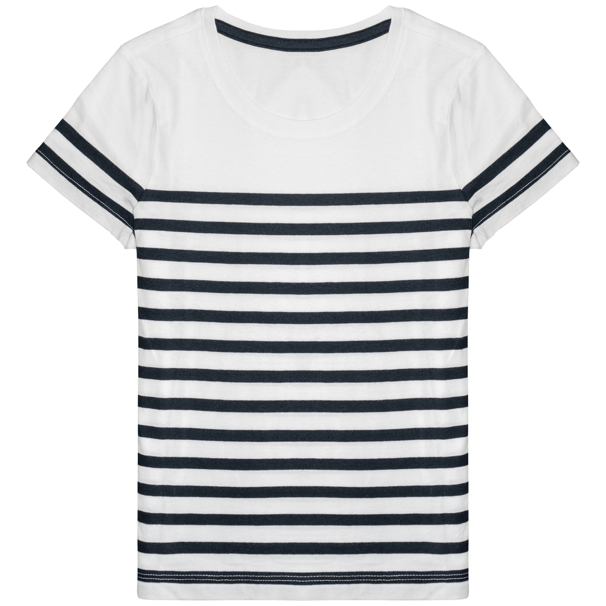 T-Shirt Marin Col Rond Bio Enfant | 100% Coton Bio | Impression Et Broderie White / Navy Stripes