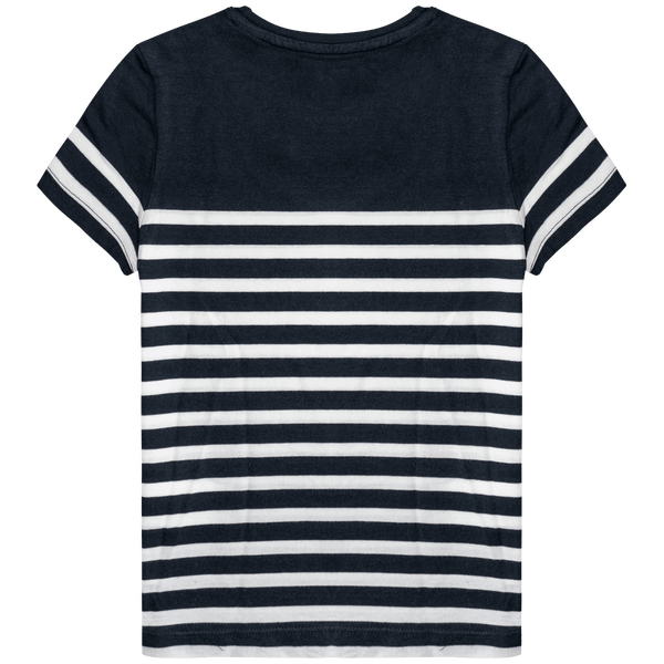 T shirt marin col rond bio enfant dos Navy / White Stripes