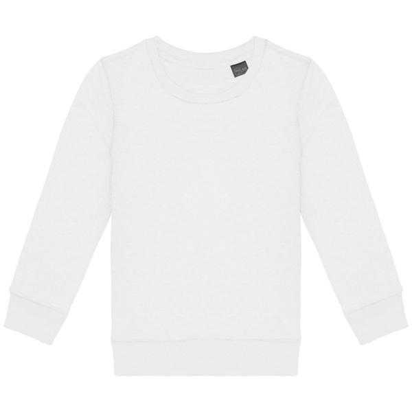 Sweat shirt ecoresponsable col rond enfant face White