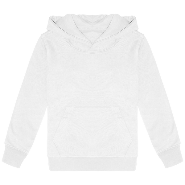 Sweat shirt eco responsable a capuche enfant face White